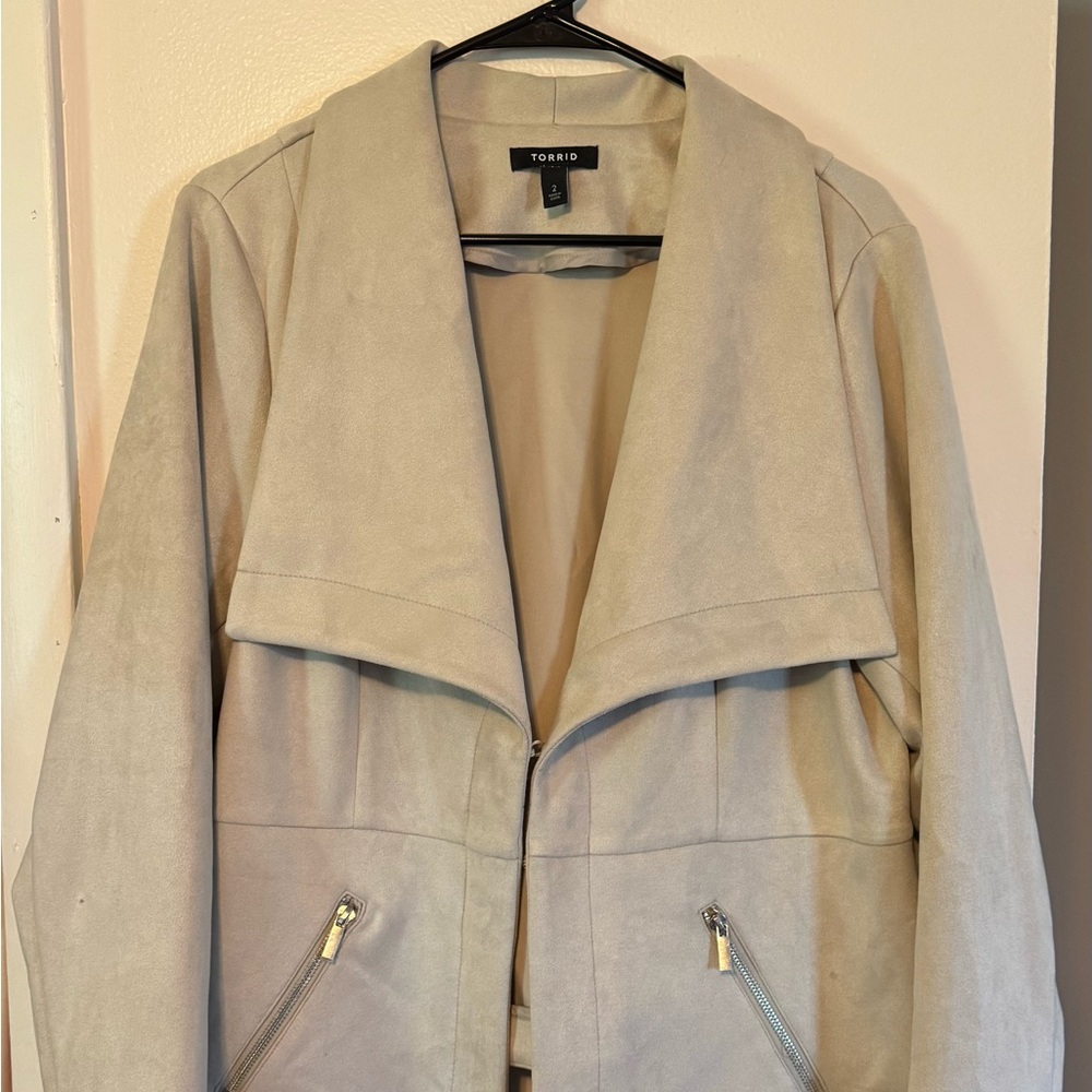 TORRID Women's Suede Grey/Cream Blazer